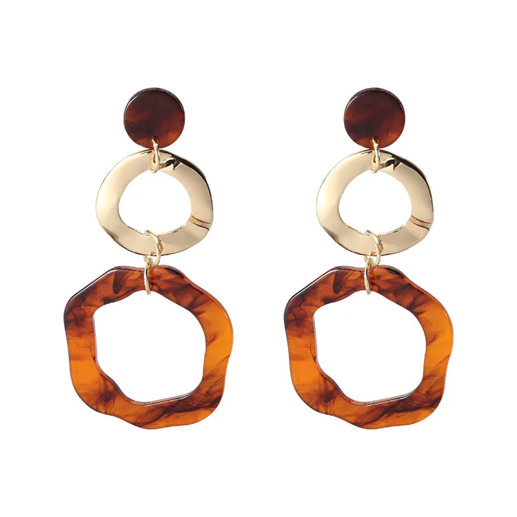 

New Fashion Acrylic Acetic Acid Resin Round Dangle Drop Earrings Hollow Geometric Brincos For Women Female Punk Abstract Jewelry