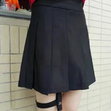 Для женщин Harajuku юбка черного цвета в стиле панк на молнии темно-Готическая Лолита металлик рок темные на модные юбки Высокая Талия универсальные крест