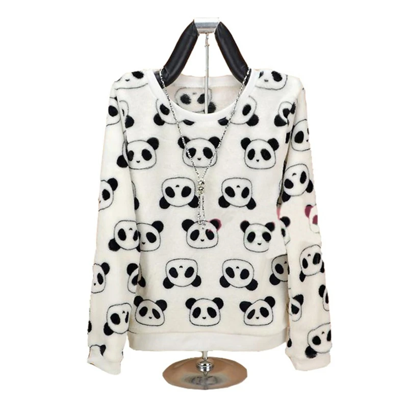 Модный бренд Харадзюку Милая панда Харадзюку Толстовка для женщин Весна Зима Высокое качество фланелевый пуловер Топы