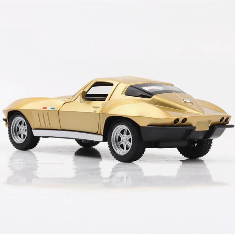 15,3 см 1:32 весы 3 цвета металлического сплава Корвет C2 гоночный автомобильный прицеп литые автомобили модели игрушки для детей - Цвет: gold