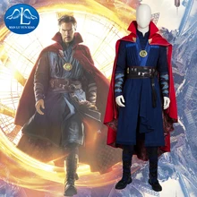 2016 New Men's Doctor Strange Cosplay Costume Deluxe Outfit Halloween Cosplay Costume for Adult doctor strange costume dr strange steve cosplay costumes outfit superhero battle suit blue red magic cloak full set custom made