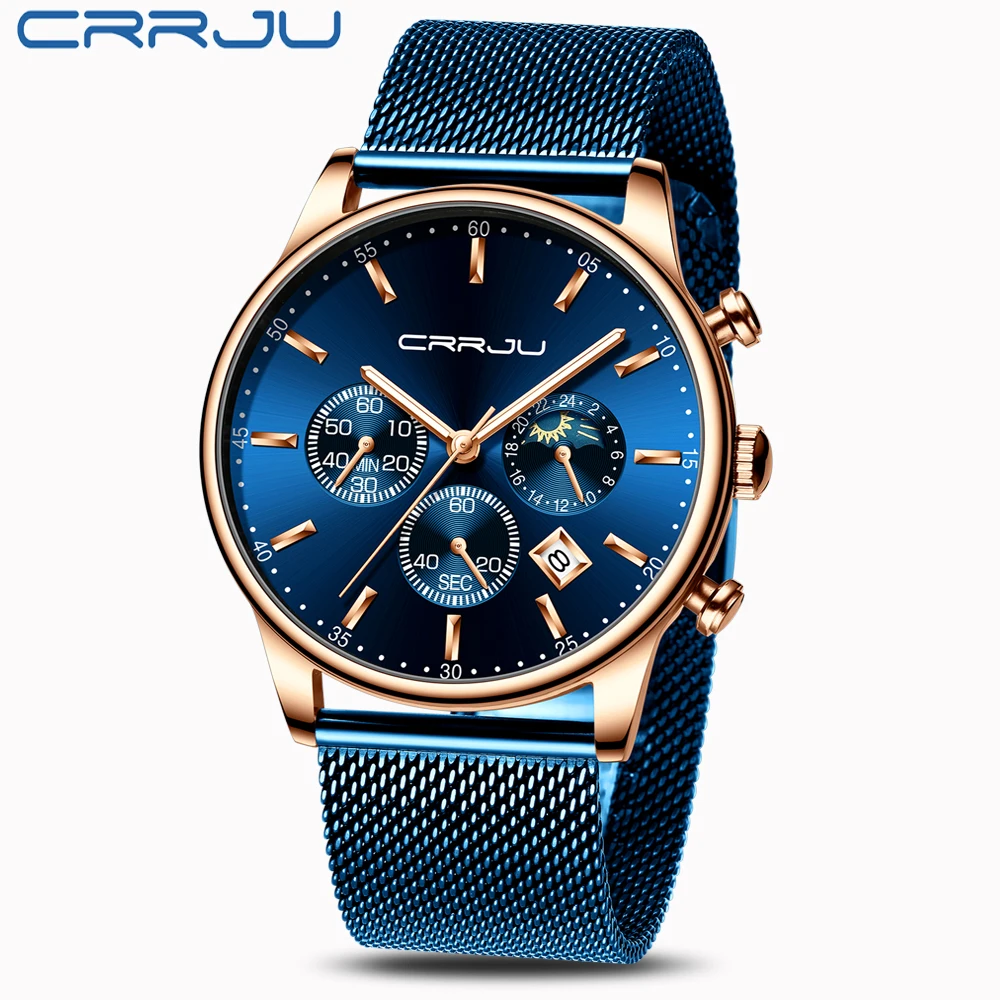 CRRJU мужские часы Reloj Hombre 2019 s лучший бренд класса люкс кварцевые с большим