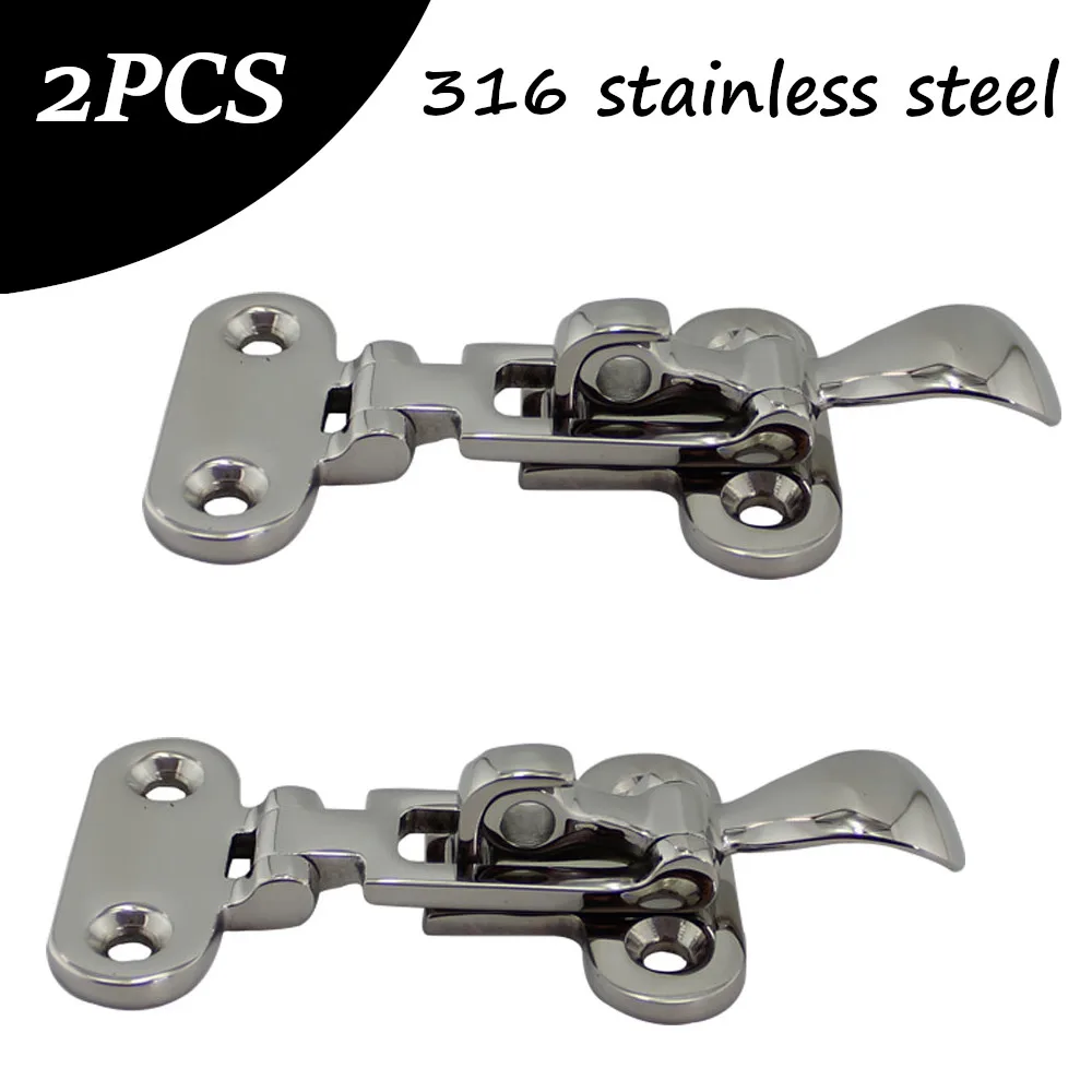 2Pcs Stainless Steel 1.5 Inch Locker Hatch Anti-Rattle Latch Fastener Clamp 