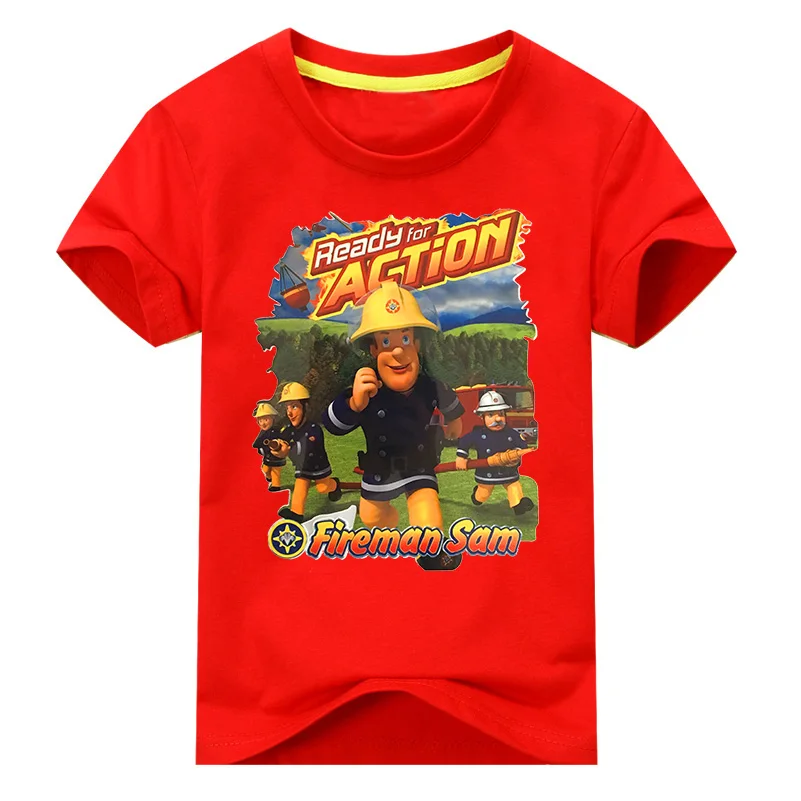 Г. Детские хлопковые футболки для мальчиков с 3D рисунком пожарного Сэма футболки с короткими рукавами для девочек, топы, одежда для детей TP016 - Цвет: Type2 Red