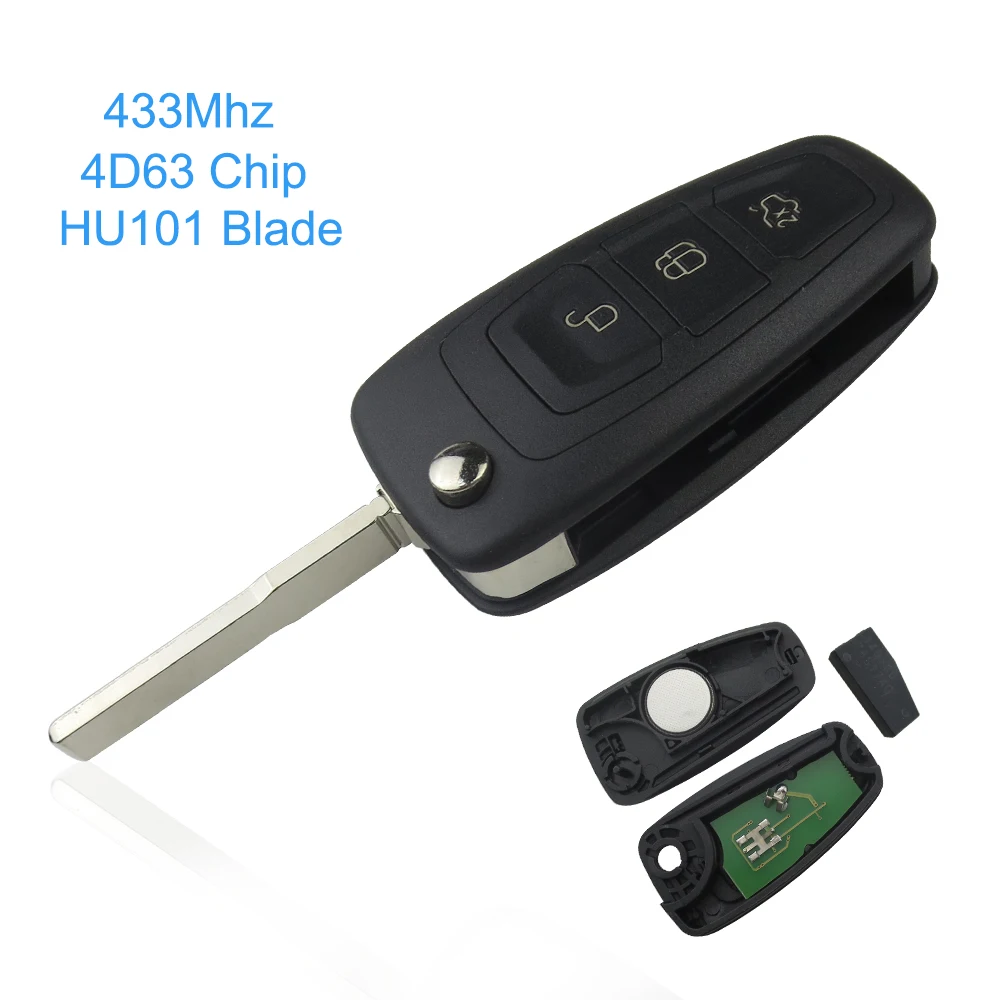 Okeytech 3 кнопочный складной дистанционный ключ брелок без резьбы FO21/HU101 лезвие 433