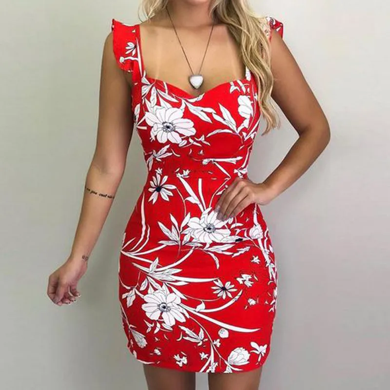 1120 Red 5XL женское платье большого размера, сексуальное мини-платье с открытыми плечами и открытой спиной для вечеринки, женское тонкое облегающее платье с принтом, летнее короткое платье Vestidos - Цвет: 1120 Red