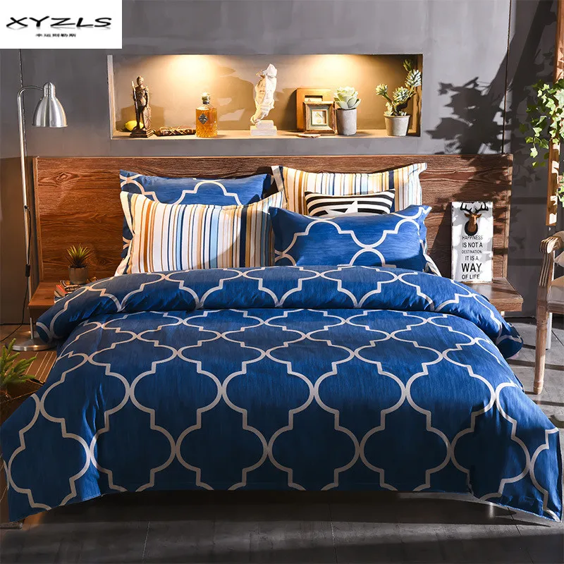Xyzls Blue Geometric Duvet Cover Sets Queen King Size Modern