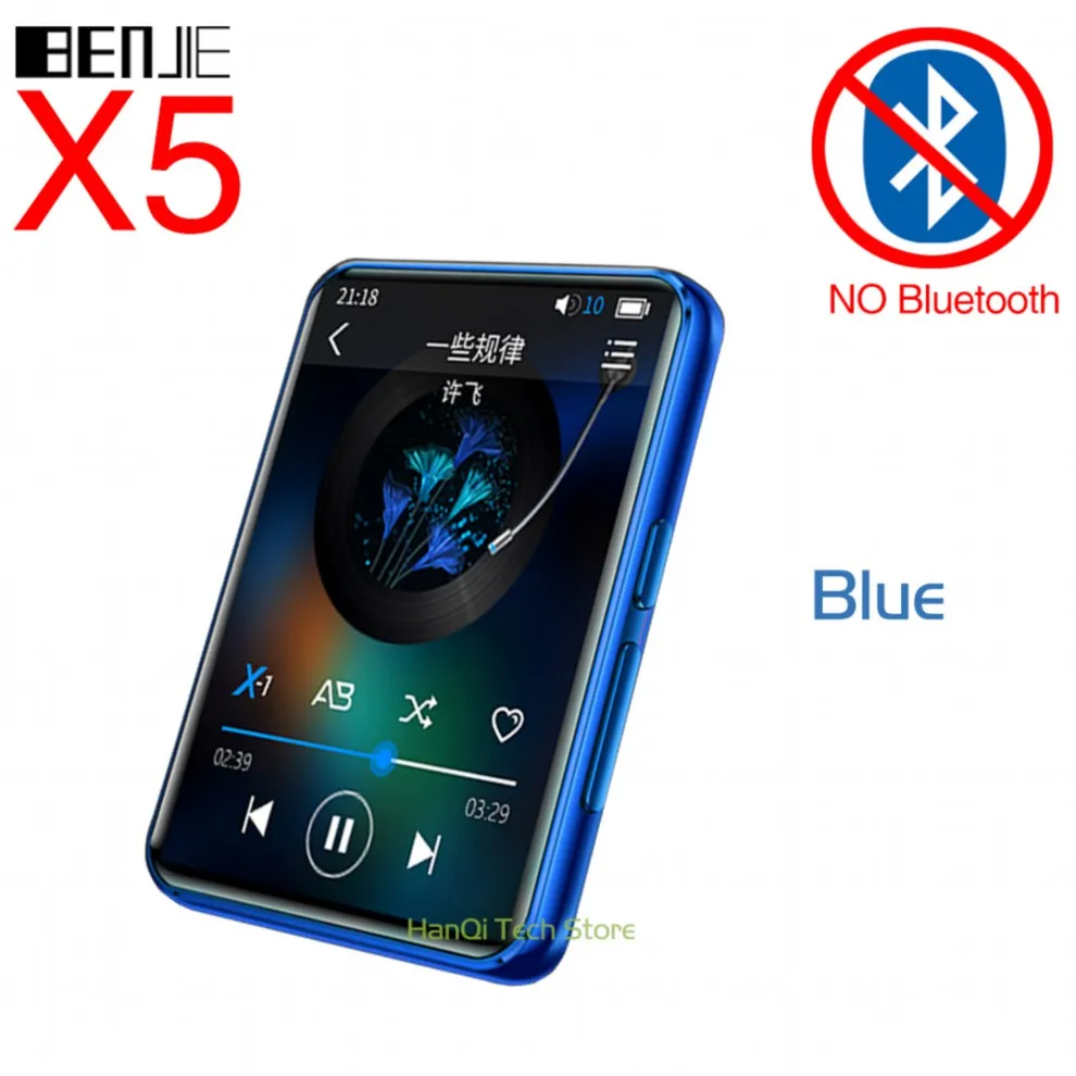 Benjie X5 полный сенсорный экран Bluetooth MP3-плеер 8 ГБ 16 ГБ портативный музыкальный плеер со встроенным динамиком fm-радио рекордер электронная книга - Цвет: Blue NO Bluetooth