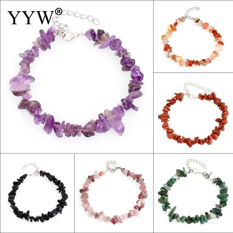 

Free Shipping Natural Gem stone Bracelet Stretch Chip beads Weave Natural Garnet Shell Crystal Coral Quartz Fluorite Bracelets