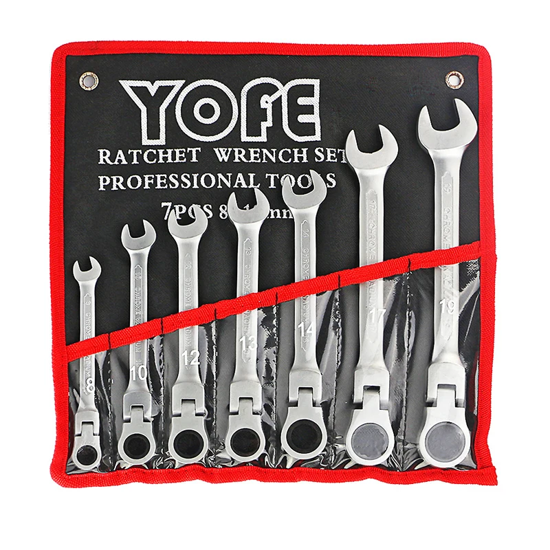 

7pcs the key with combination Flexible ratchet wrench auto repair hand tools spanners a set of keys llaves herramientas D6121