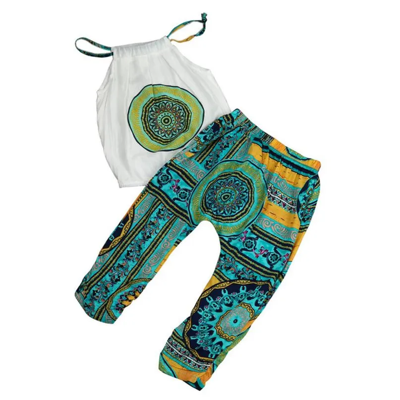 

2 Colors Fashion 2pcs Toddler Kids Baby Print Girls T-shirt Tops+Pants Summer Beach Outfits Set Hot 2017 drop shipped ST27
