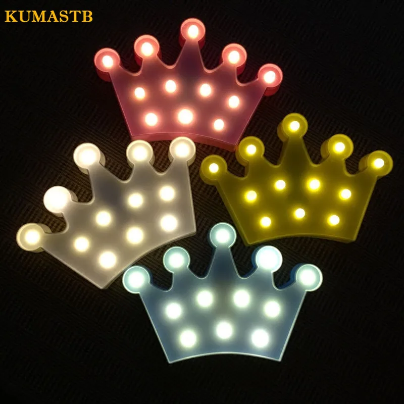 

LED Night Light Crown Shape Marquee Sign Letter Bedroom Lamp 3D Crown LED Night Lamp For Children's Christmas Birthday Gift