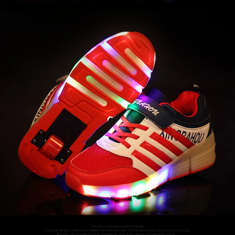 Светящиеся кроссовки; повседневная детская обувь на роликах; детская обувь с подсветкой; Светящиеся кроссовки с колесиками для девочек и мальчиков