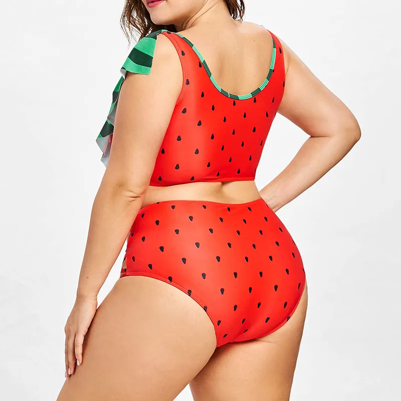 Pacento-rouge-polka-plus-la-taille-maillots-de-bain-femmes-2018-taille-haute-volants-3XL-mignon (1)_副本