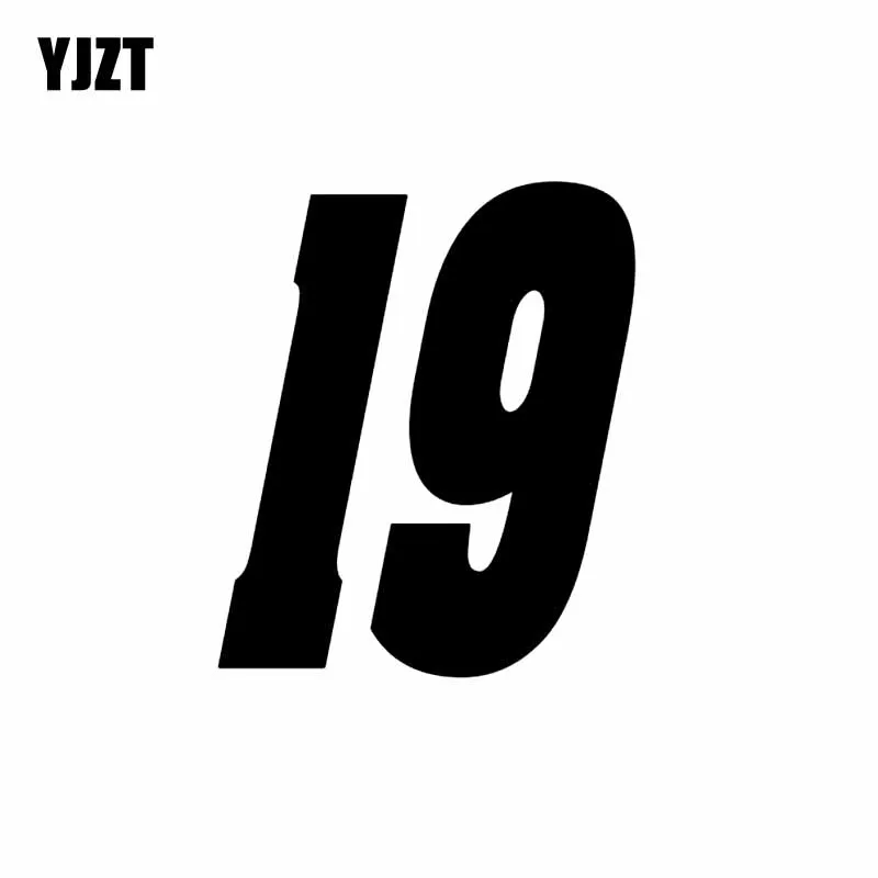 

YJZT 13.3CM*15CM Fashion lucky Number 19 Vinyl Car-styling Car Sticker Decal Graphical Black/Silver C11-0826