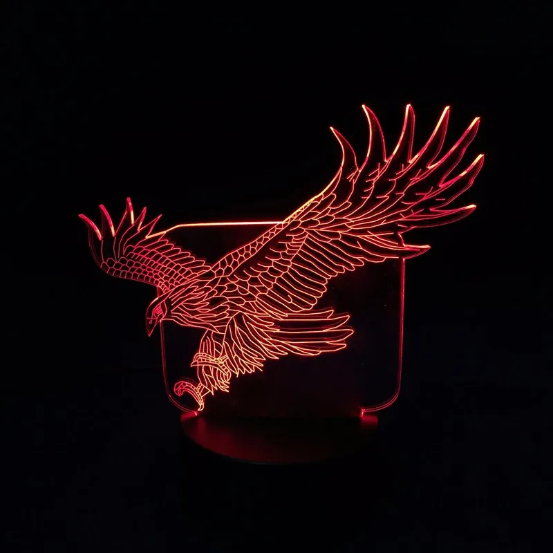 

3D LED Night Light Flying Big Eagle Action Figure 7 Colors Touch Optical Illusion Table Lamp Home Decoration Model