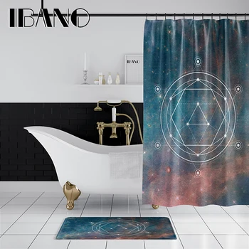 

IBANO Colorful Sky Shower Curtain Waterproof Polyester Fabric 180x180cm Bath Curtain 40x60cm Mat For The Bathroom Curtain