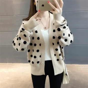 

2019 Spring Autumn new knitted sweater long jacket long sleeved Korean style loose fitting cardigan sweater Women's Coat YH377