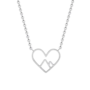 

10PCS Fashion Adventure Nature Jewelry Hollow Out Heart Mountain Necklace Hollow Mountain Range Climbers Travel Pendants