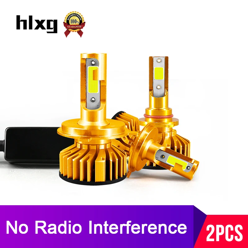 

hlxg Mini H1 H3 H11 H8 HB3 HB4 H4 H7 LED Car Headlight Bulbs No Radio Interference Error EMC 50W 10000LM 6000K 4300K 8000K 12V