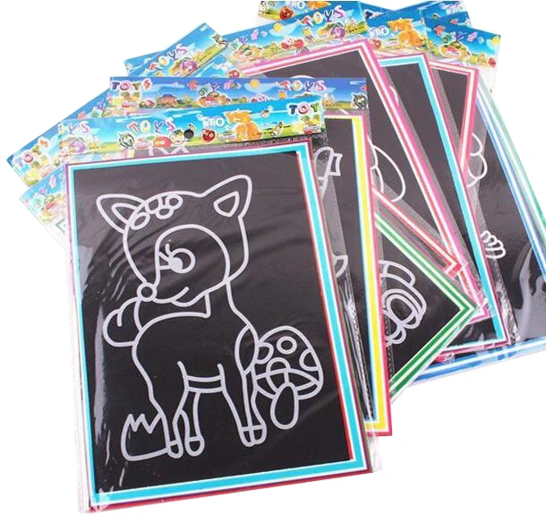 20Pcs/10Pcs Magic Scratch Art Doodle Pad Sand Painting Cards Early Educational Learning Creative Drawing Toys for Children GYH 2