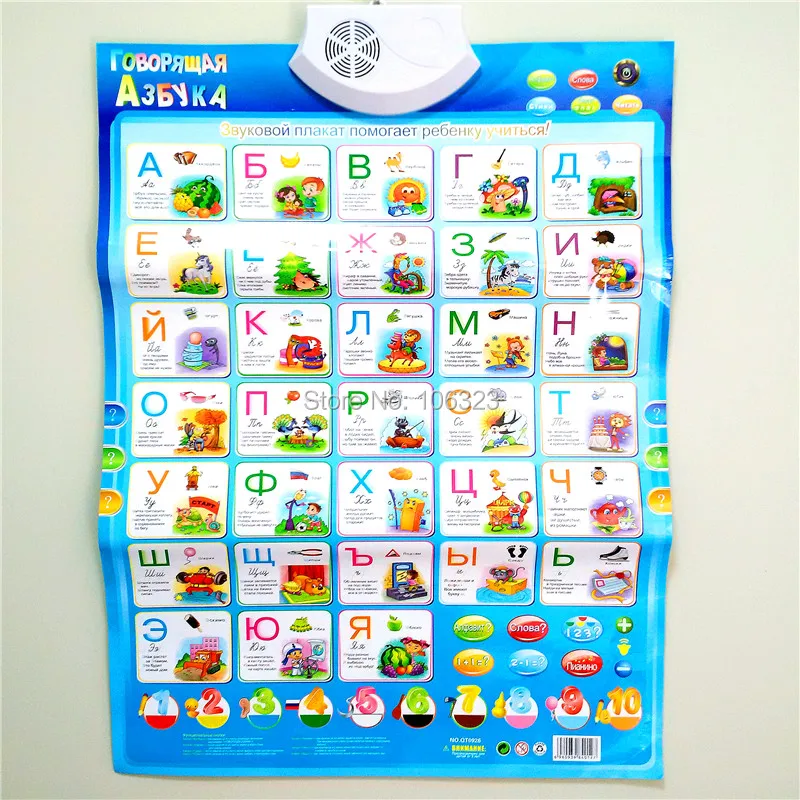 Russian Alphabet Number Word Phonetic Chart Toys, Russia Kid ABC 123 Learning Machine, Baby Preschool Educational with Free Gift