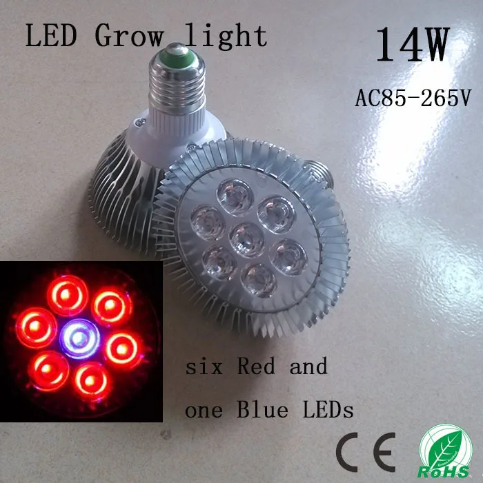 

Full Spectrum 14W LED Grow Light 6 Red & 1 Blue, For Seedlings,Vegetables, Flowers Provide Illumination In The Greenhouse