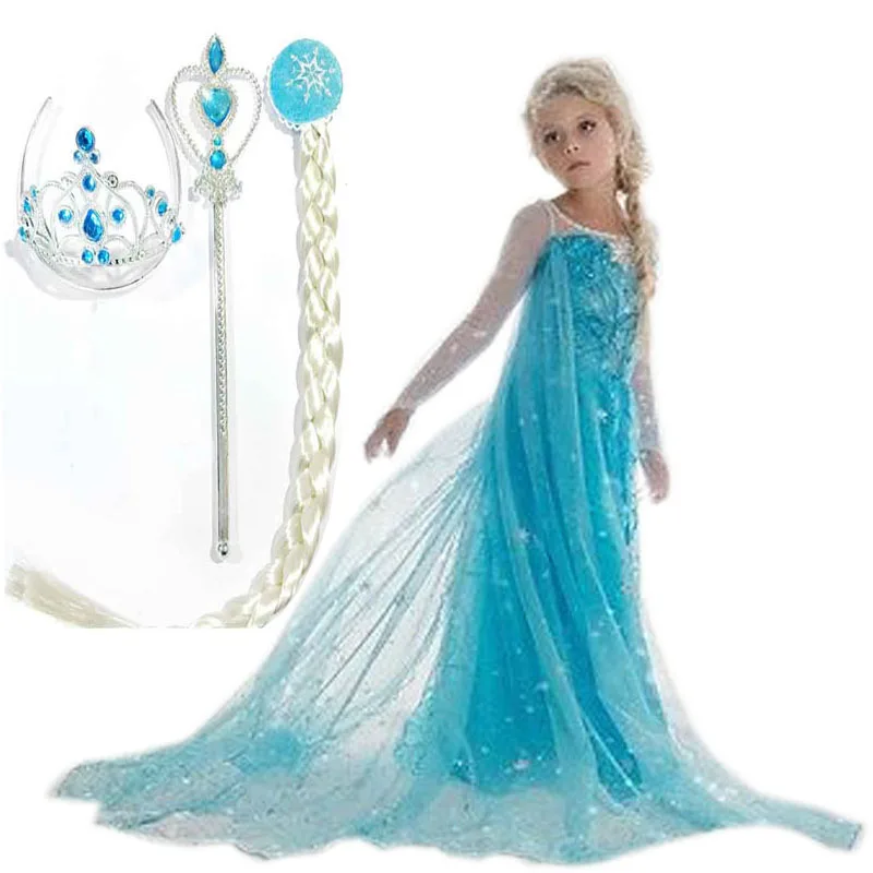 

Hot Custom Anna Elsa Girls Princess Children Summer Gilrs Dress Cloth Vestidos Infants Dress Baby Dresses Children Cosplay Cloth