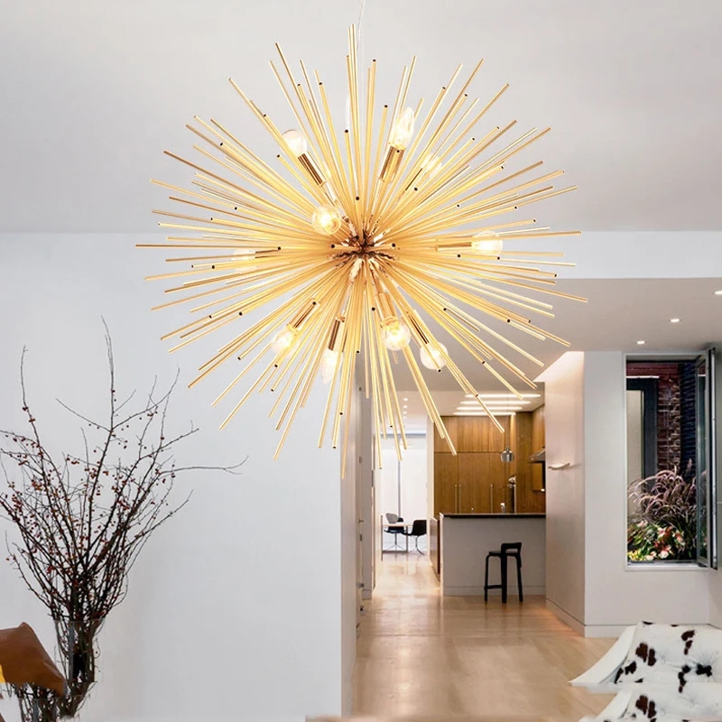 Modern Hedgehog Gold Pendant Light Restaurant Hanging Indoor Light Contemporary Suspension Pendant Lamp Living Room Villa Pendant Lighting Fixture (14)
