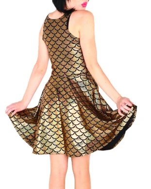 Женское платье с русалочкой E147 повседневное Плиссированное золотистое для