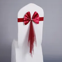 burgundy wedding decoration/chair bow wedding/wedding chair ties 100 pcs