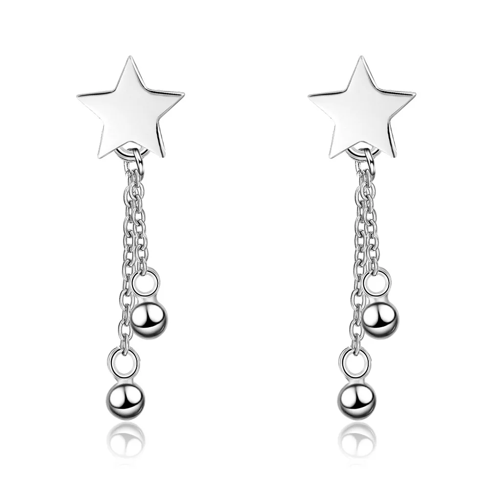 Серьги кисточки женские из серебра 925 пробы с цепочкой в форме