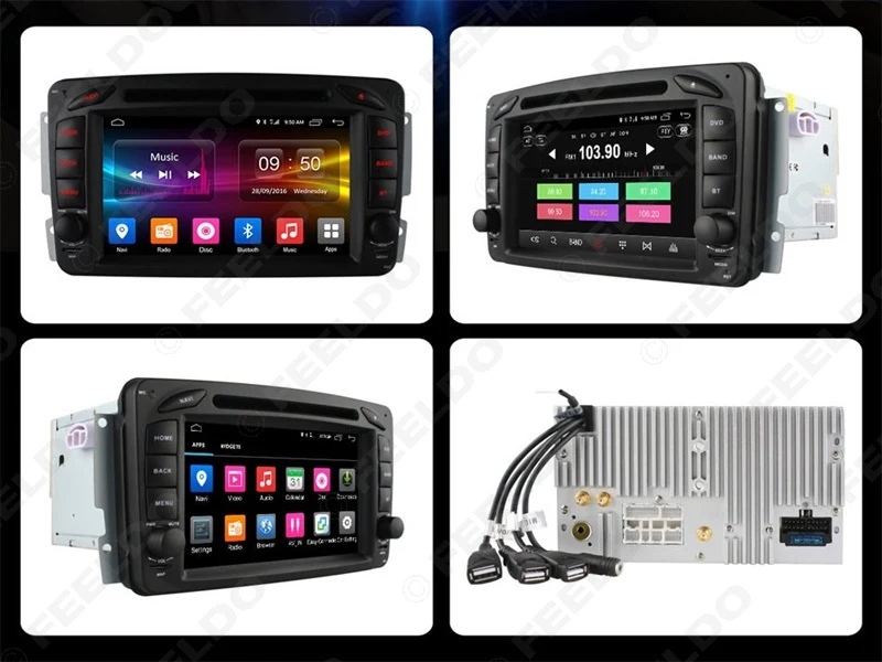 Best FEELDO 7" Android 6.0 (64bit) DDR3 2G/16G/4G Car DVD GPS Radio Head Unit For Mercedes Benz Vaneo/Viano/Vito/C-Class W203 #2782 5