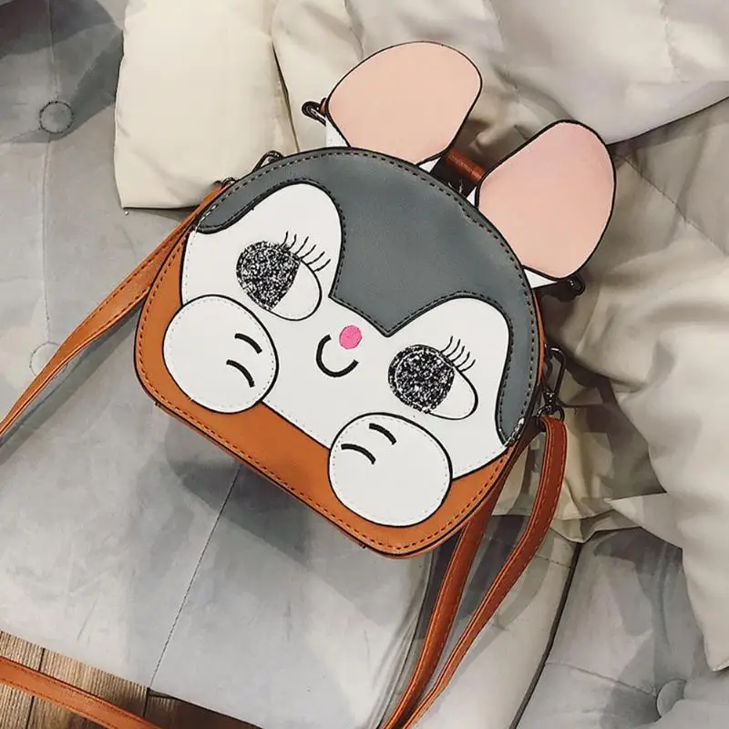 Милые сумки через плечо для женщин кошка мультфильм печать цепь сумка на плечо круглый Девушки Сумки женские Сумки из искусственной кожи сумки-клатчи