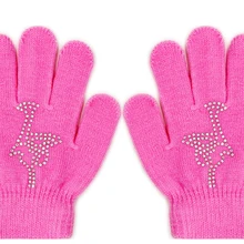 Ледяной Человек, волшебные перчатки для фигурного катания на запястье, тренировочные теплые защитные перчатки для рук, термозащитные перчатки для детей, стразы, патины, случайный стиль