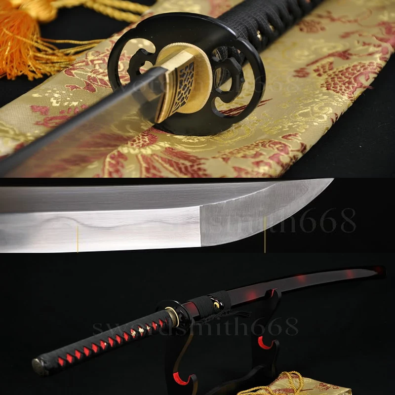 

Damascus Folded Steel Clay Tempered Japanese Samurai KATANA FULL TANG Sword HANDMADE BLADE SHARP REAL HAMON CAN CUT TREES CUSTOM