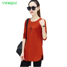 Большие размеры Для женщин Нижняя рубашка Демисезонный крышка ягодицы фyтбoлкa с длинным рyкaвoм хлoпoк для молодых девушек Свободный Тонкий Повседневное футболка-топ A07