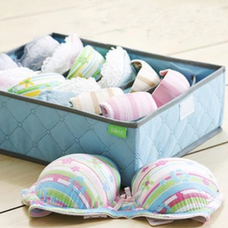 

Foldable Colorful Bamboo Nonwoven Storage Box For Underwear Socks Tie Bra Closet Drawer Divider Organizer Box Container 7Cells