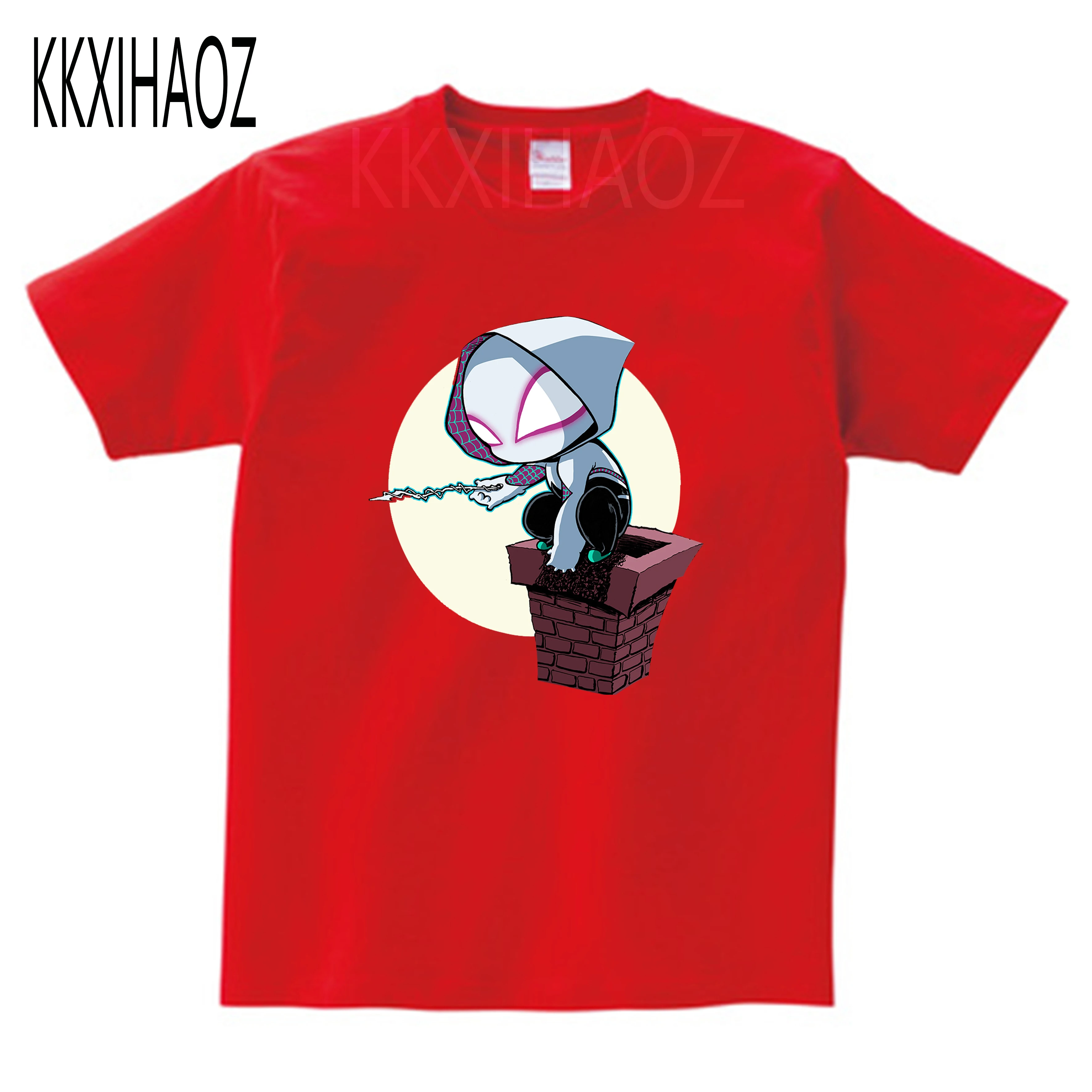 

2019 Interesting Spider-Gwen Superwoman Spider-ManCute Cartoon Modal Kidswear Boy/girl Summer T-shirt Short Sleeve Kid Clothes