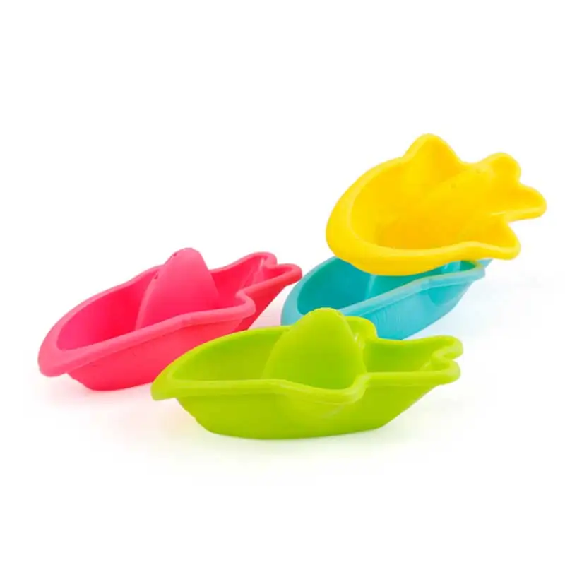 4 Pcs boat Прямая поставка, детские игрушки для ванной, пластиковая утка, краб, ванна, сетка, лейка, роликовая, болотная, ванная, образование для детей, плавающая вода, игрушки - Цвет: 4 Pcs boat