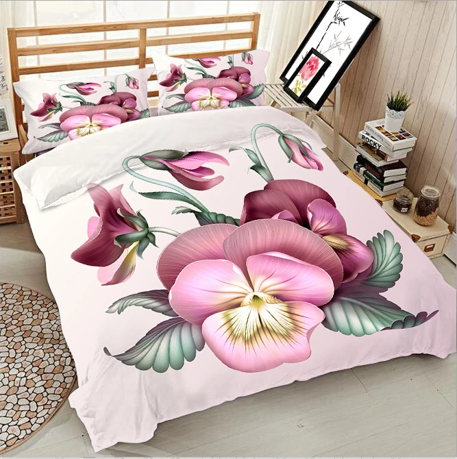 

Pink flower positioning flower 3d effect photo bed linen can be customized photo pattern