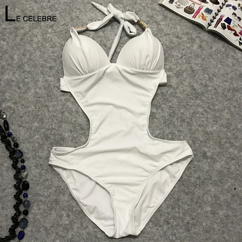 

Women Monokini 2019 Sexy One piece Swimsuit Female Push-up Trikini Plus size Push UP Swimwear Halter 1 One-piece Bathing Suit