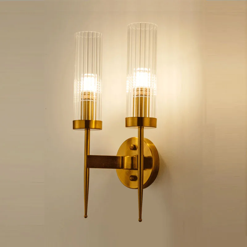 Contemporary E14 Socket Wall Light Sconce Modern Wall Lamp Brass Metal Glass Led Wall Light for Home Bathroom Corrider Hotel Bedside Indoor Light (8)