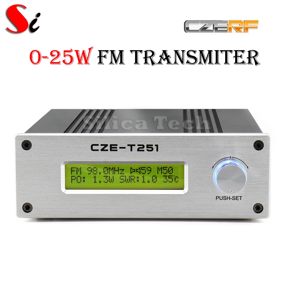 

Professional CZE-T251 0-25W adjustable FM stereo transmitter broadcast radio station NJ connector