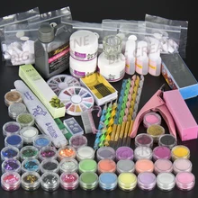 Professional 42 Acrylic Liquid Powder Glitter Clipper Primer File Nail Art Tips Tool Brush Tools Set Kit new BTT-94
