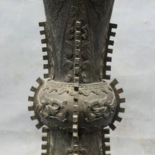 USPS в США S1666 1" Китайский Изысканный Чистая Бронза Медь Royal Dragon Зверь Статуя Цветочный Горшок Ваза