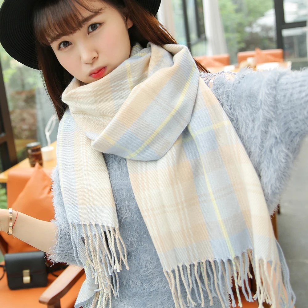VEITHDIA 2018 Autumn Winter Female Wool Plaid Scarf Women Cashmere Scarves Wide Lattices Long Shawl Wrap Blanket Warm Tippet