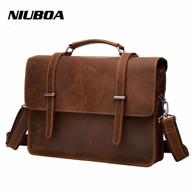 NIUBOA New Genuine Leather Bag Men Vintage Men's Crossbody Messenger Bag High Quality Natural Shoulder Handbags Leather Bags