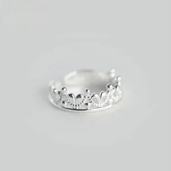 100% 925 Sterling Silver Princess Crown Cocktail Ring Sizable 5 6 7 2