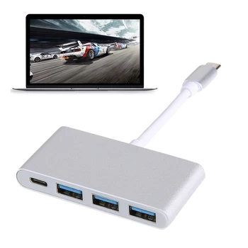

4in1 UBS 3.1 Type-C Male Input Port to 1 Type-C 3 USB 3.0 Female USB-C Charging Port Output Aluminum Shell HUB Adapter Cable